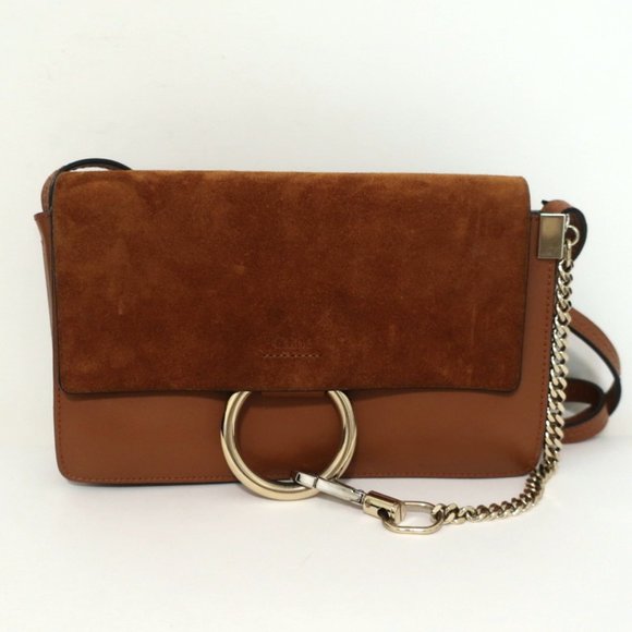 Chloe Faye Small Shoulder Bag Tobacco Suede - Picture 2 of 13